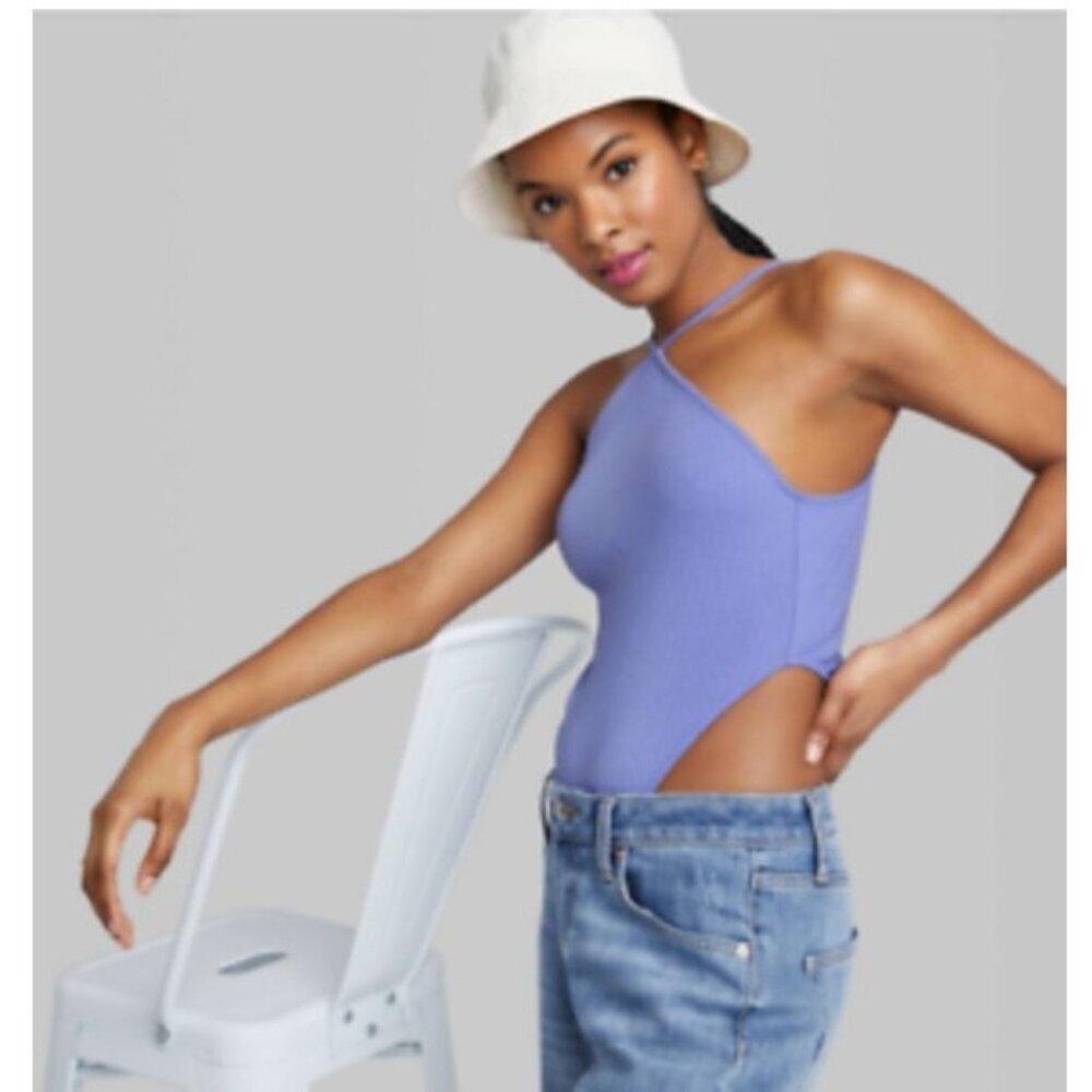 Wild Fable Womens Halter High Cut Bodysuit